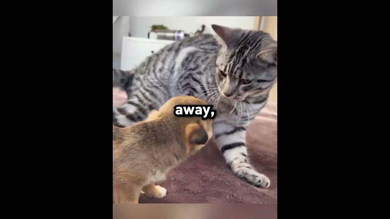 El inesperado y tierno encuentro entre un cachorro y un gato
