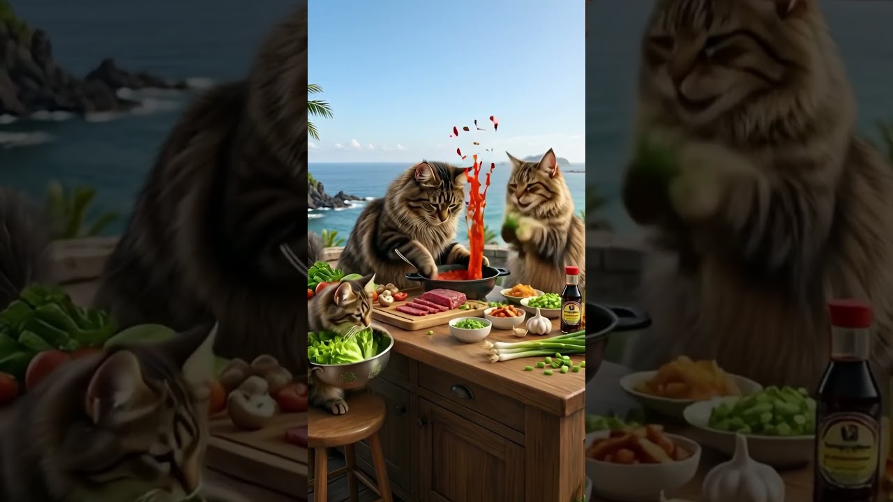 El increíble banquete de los Maine Coon en Jeju